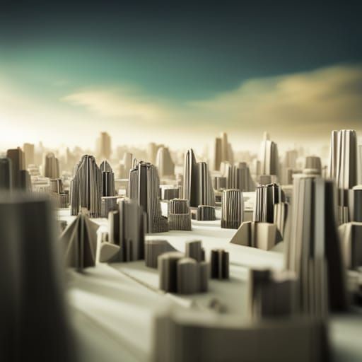 Dystopian Origami Cityscape in 8K Resolution