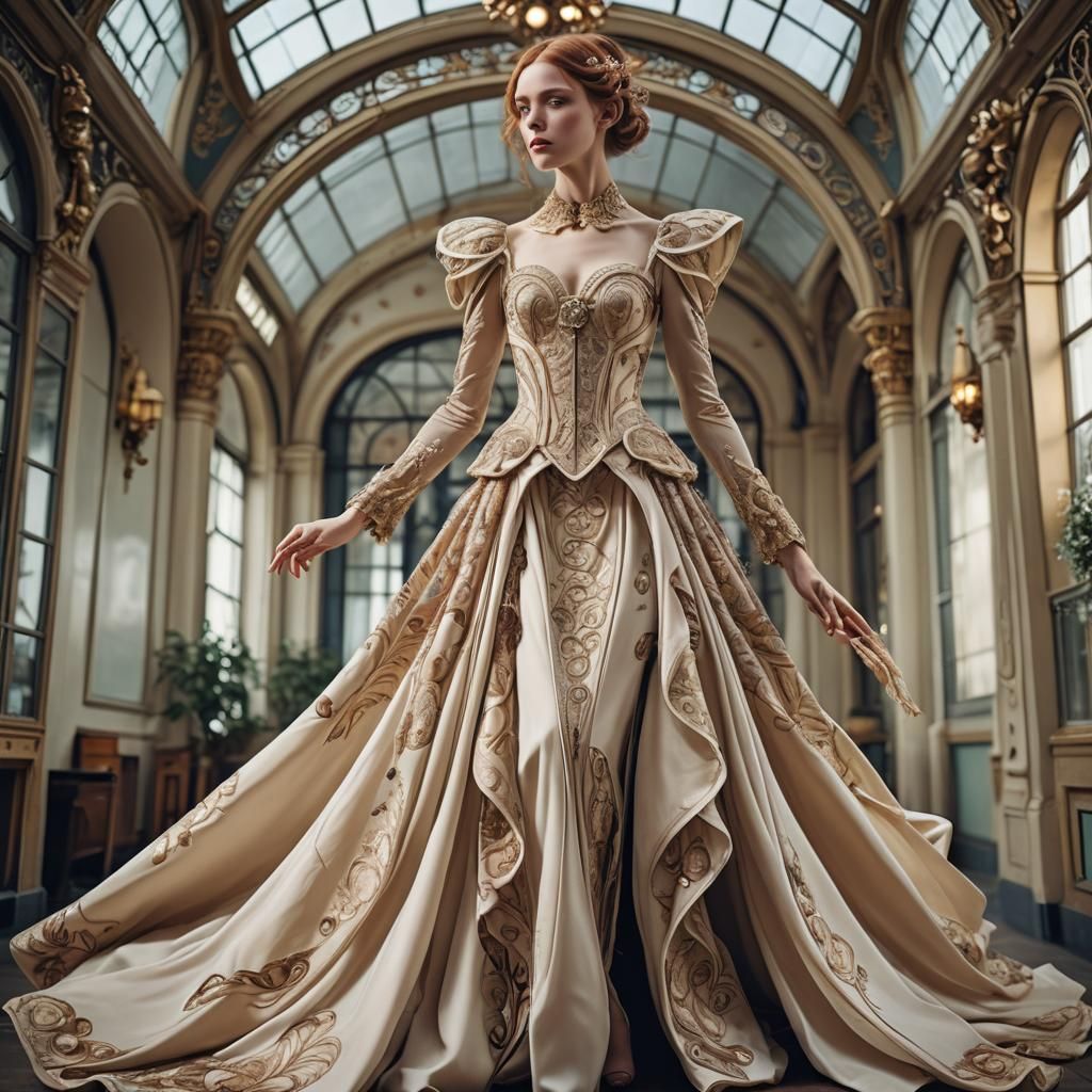 Art Nouveau Fashion Shoot of Avant-Garde Gown