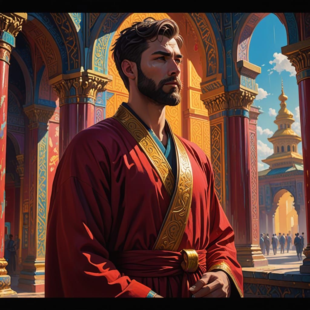 A Handsome Nobleman in a Red Velvet Robe