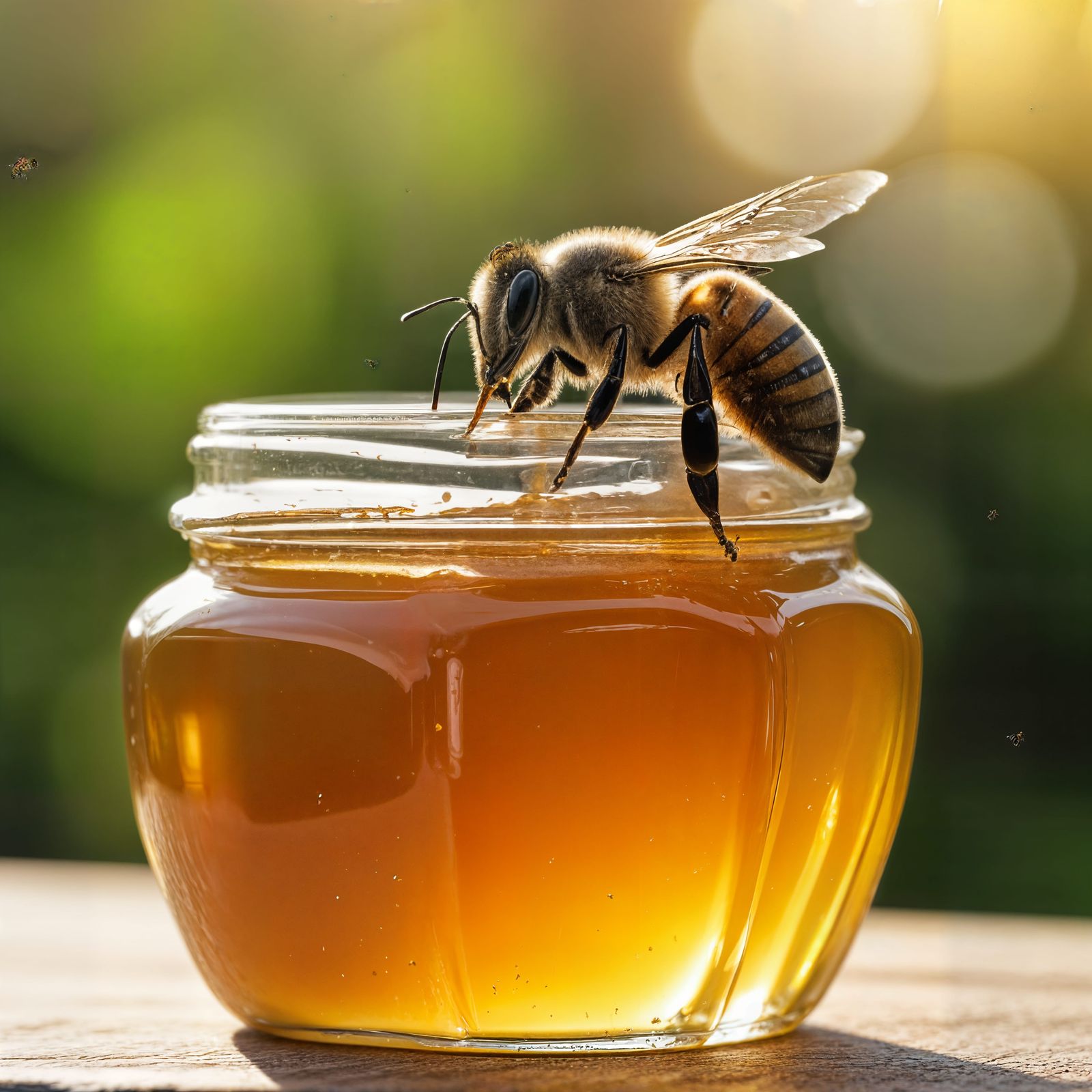 A Bee at Rest on a Honey Jar in a Professional Photography S...