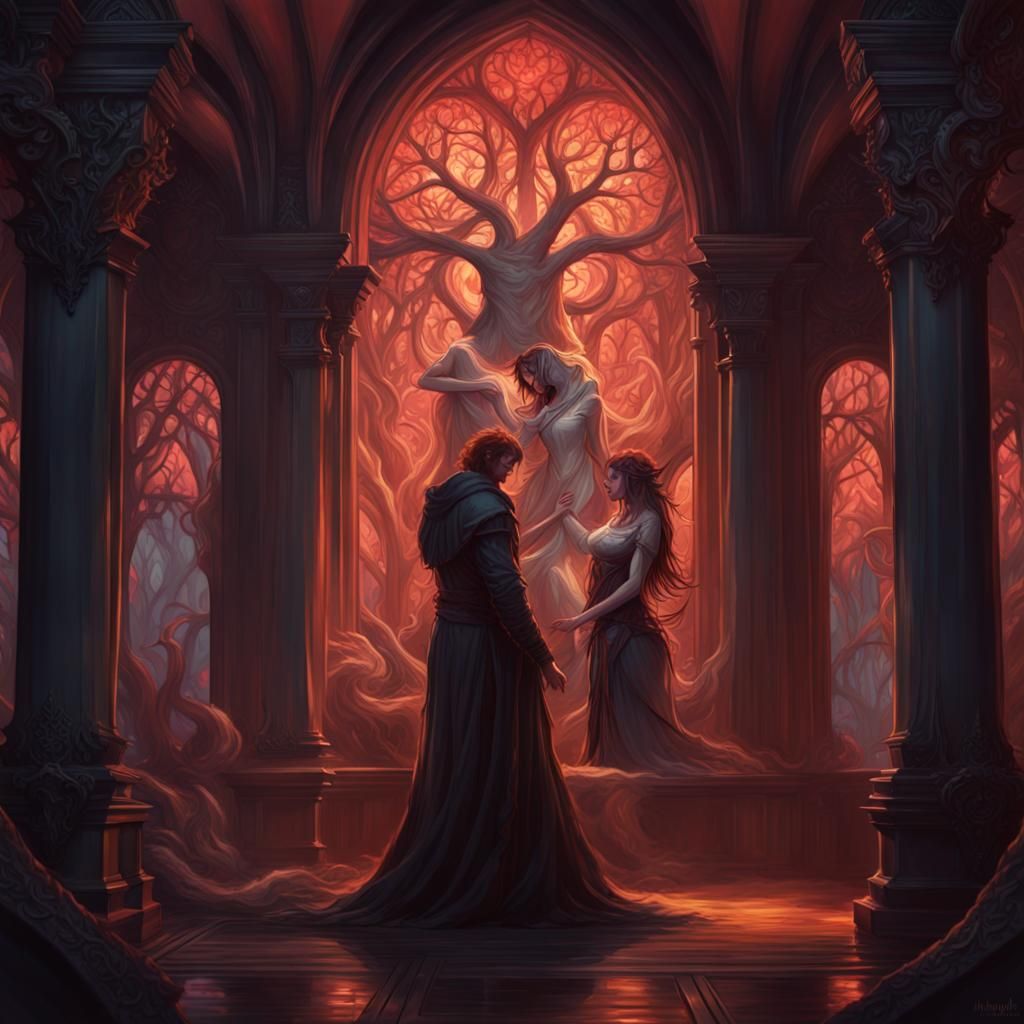 Love in Dark Fantasy Illustration Style