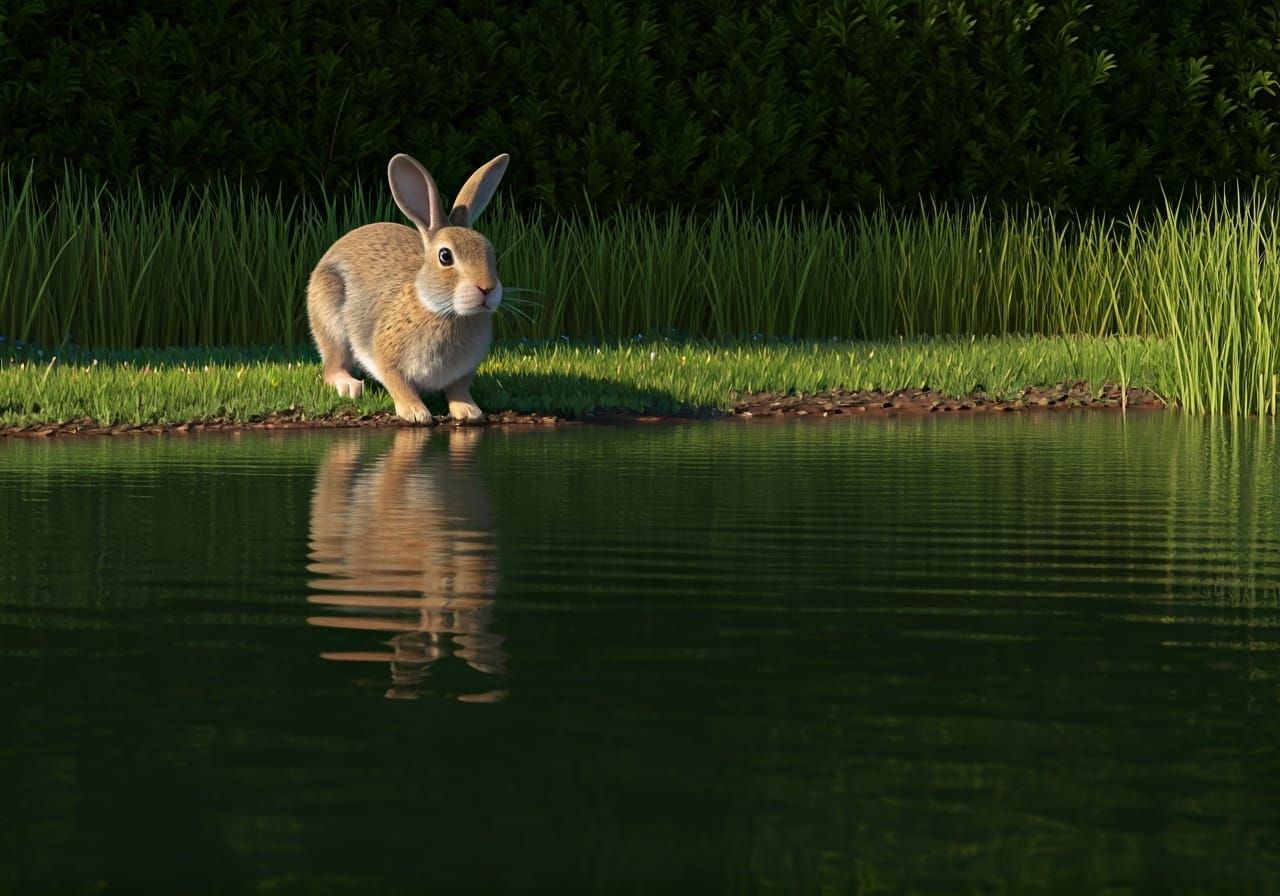 Rabbit's Horrific Reflection Reveals Sea Monster