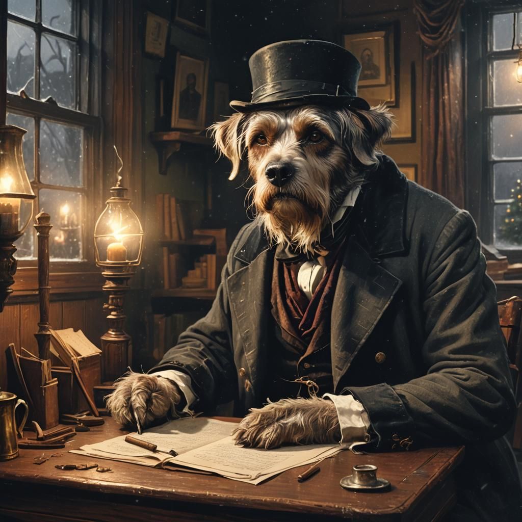 Ebenezer Scrooge as a dog