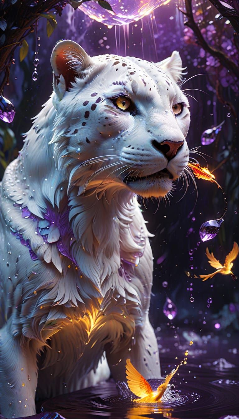 Water Panther Catches Fiery Bird in Digital Matte Painting