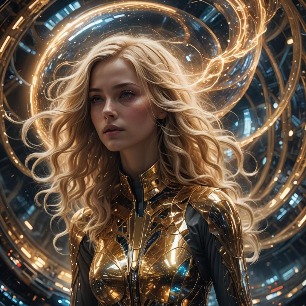 Blonde Woman in Intergalactic Spaceship