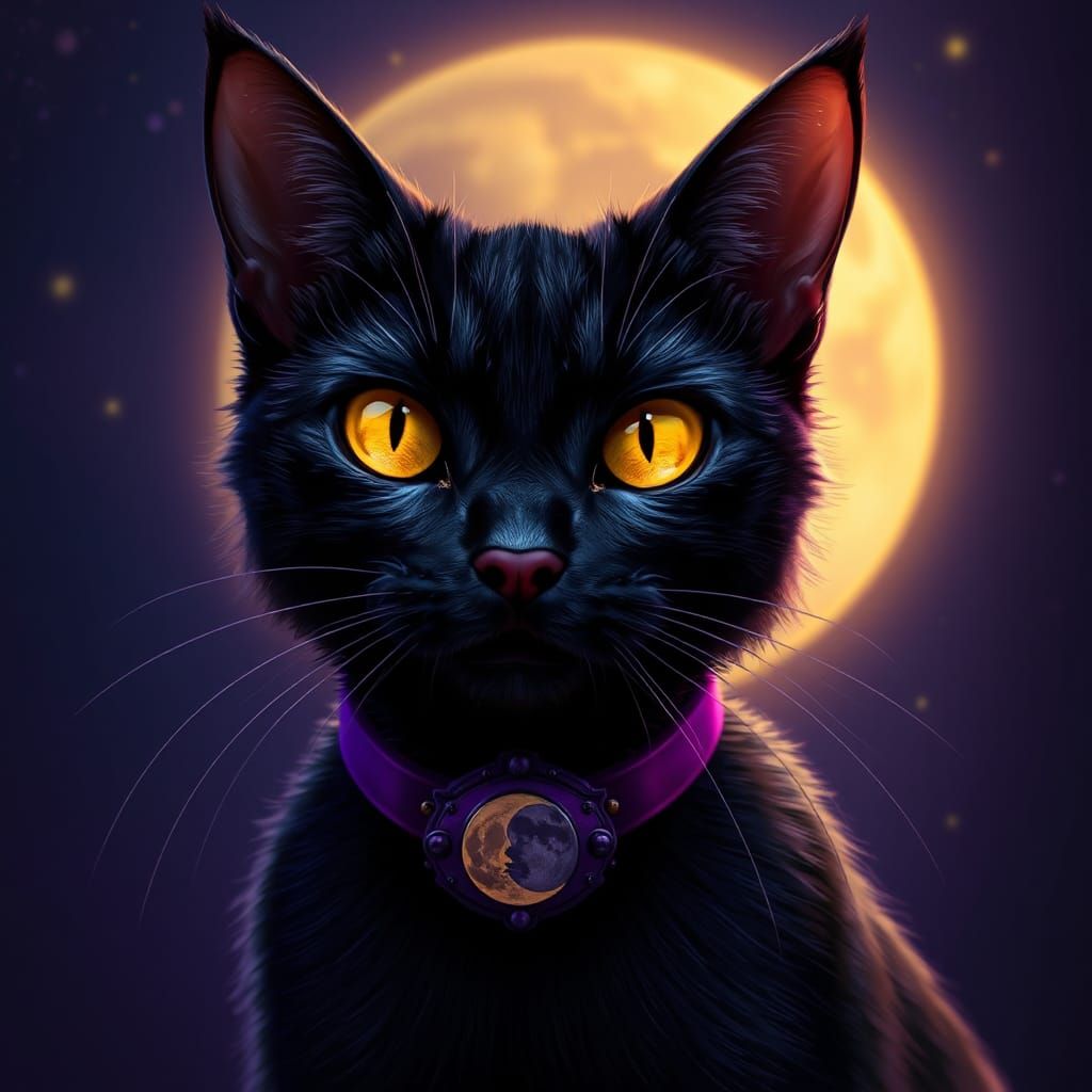 Celestial Black Cat with Moody Jewel Tones