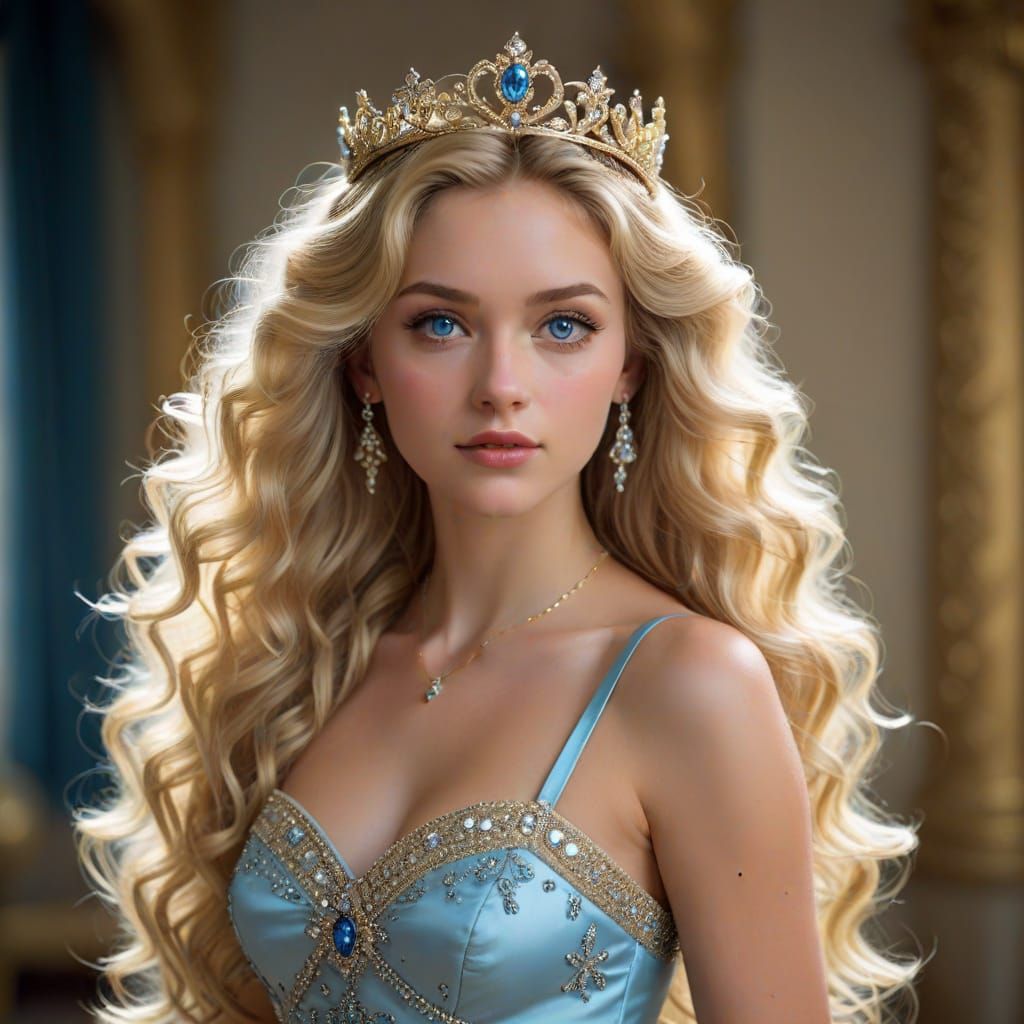 Beautiful Princess with Golden Tiara Portrait