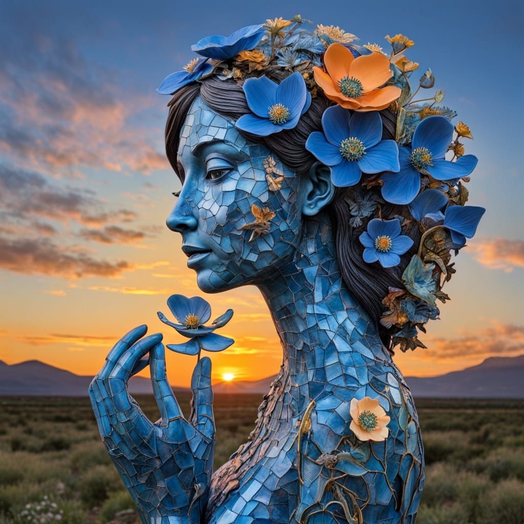 Surreal Himalayan Goddess Unites Fragmented Mirrors and Whim...