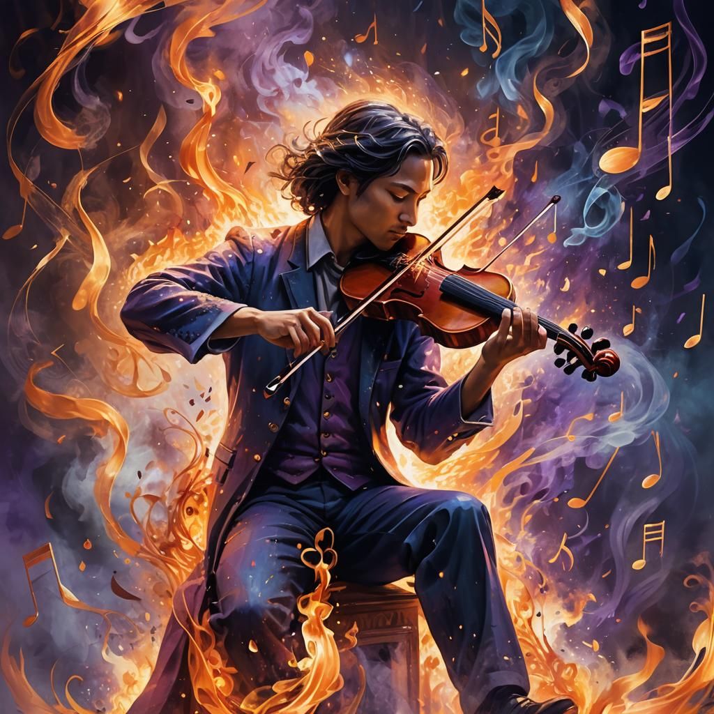 Smoky Violinist Rising from a Matchstick