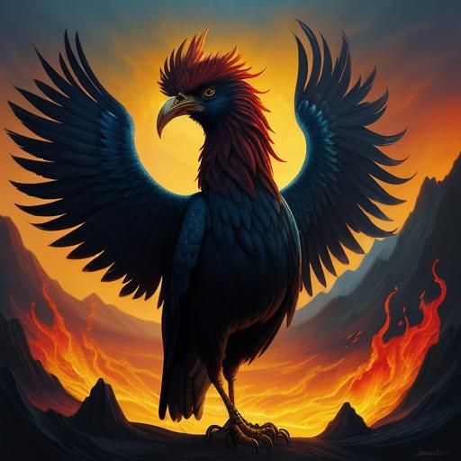 Phoenix Rising in Surrealist Oil Painting Style