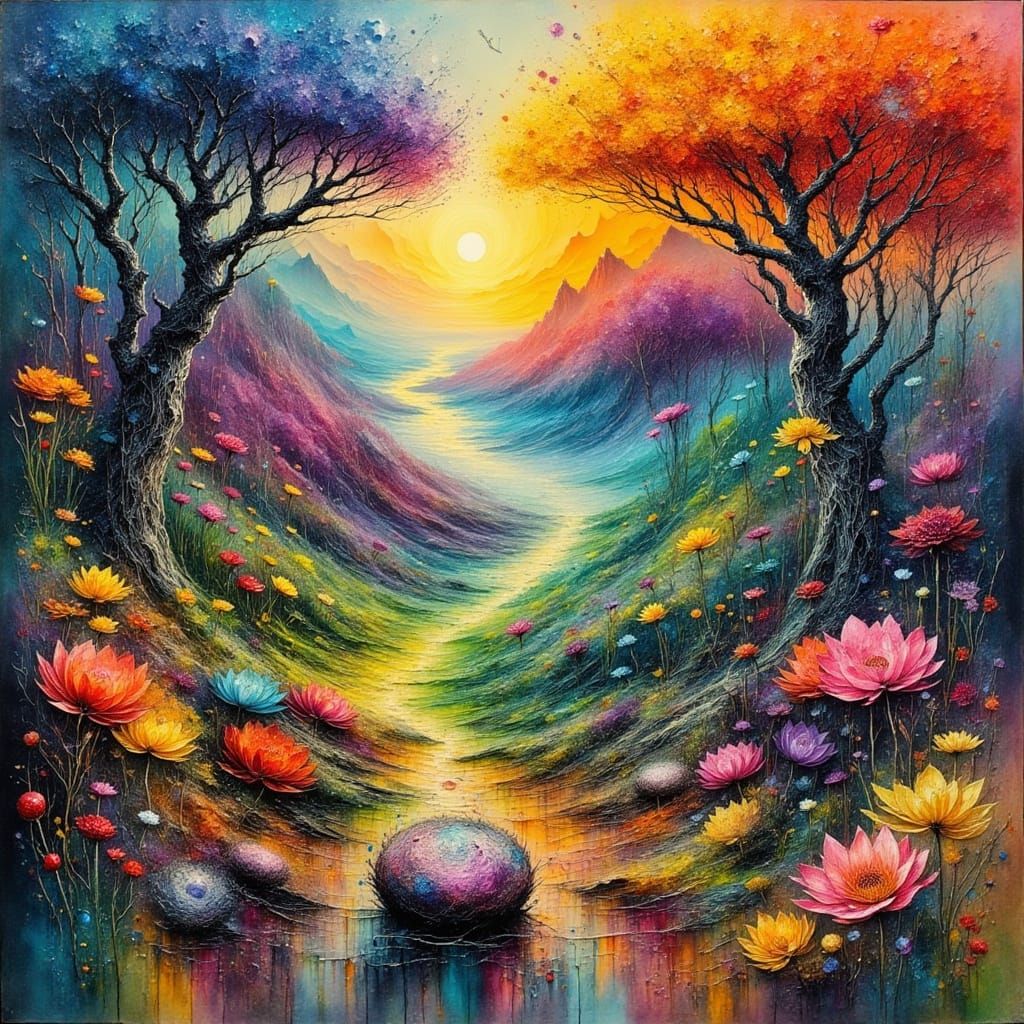 Majestic Landscape Extends Beyond Canvas Frame