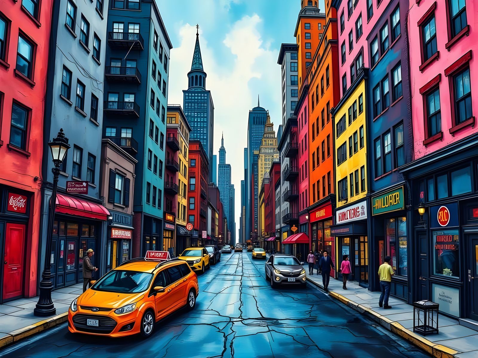 Vibrant Chicago Cityscape in Bold Illustrative Style