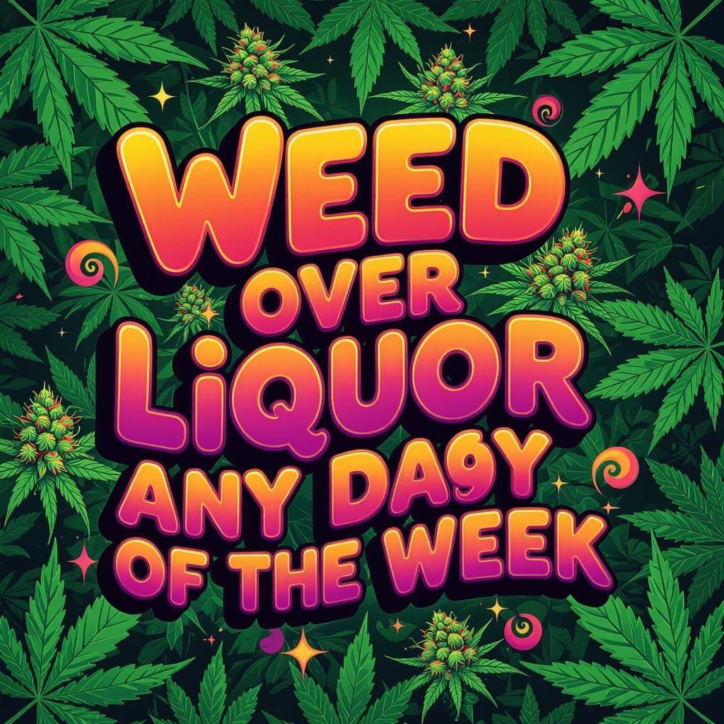 Vibrant Weed Wonderland in Deep Purple and Orange