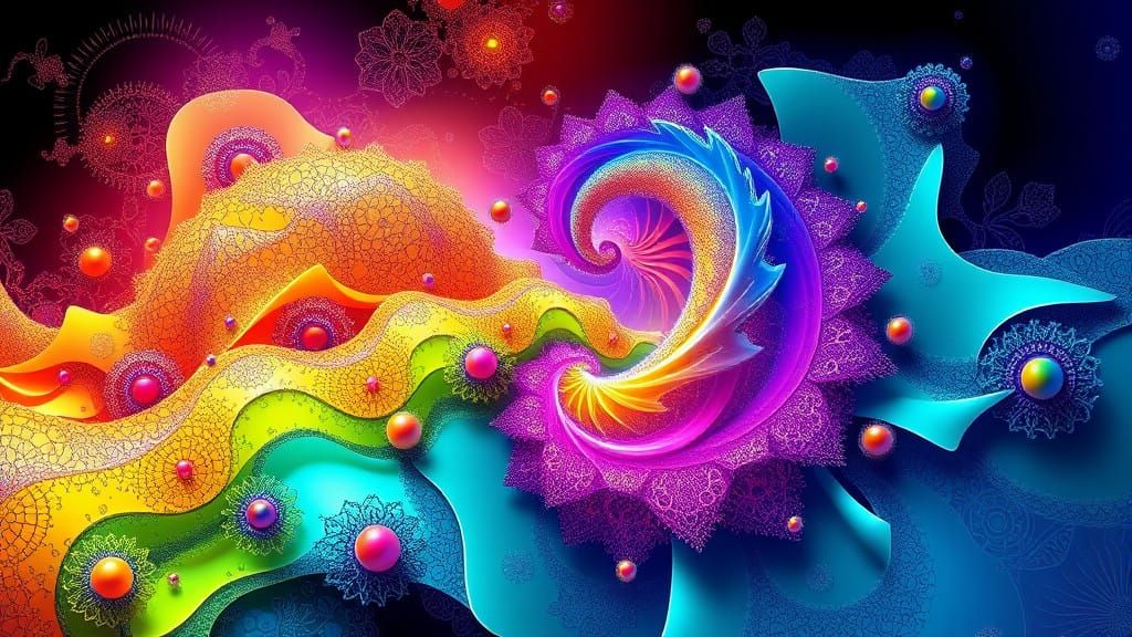 Surreal Fractal Digital Art in Cyberpunk Aesthetic