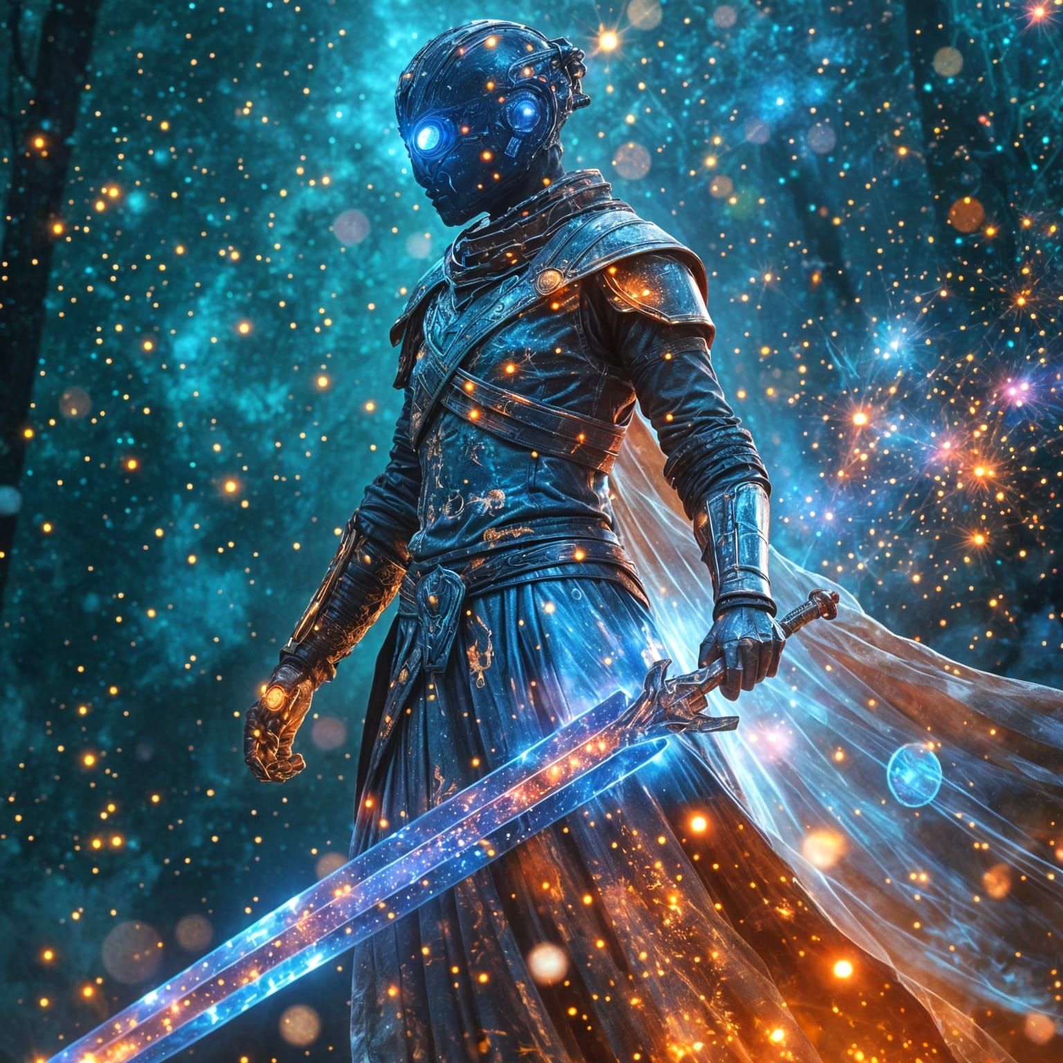 Cyber-Mage Knight in Holographic Armor