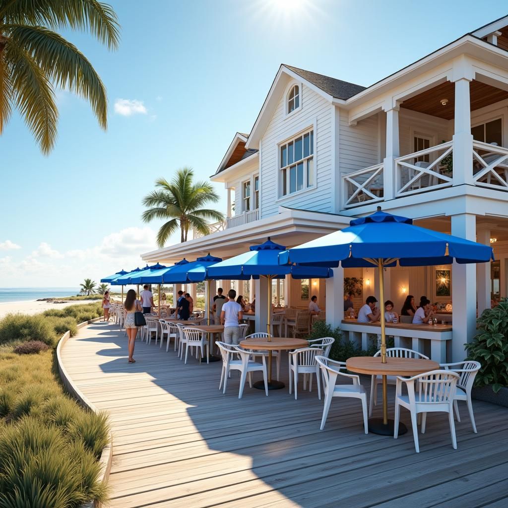 Coastal Restaurant with Indoor-Outdoor Seating, Fantasy Art