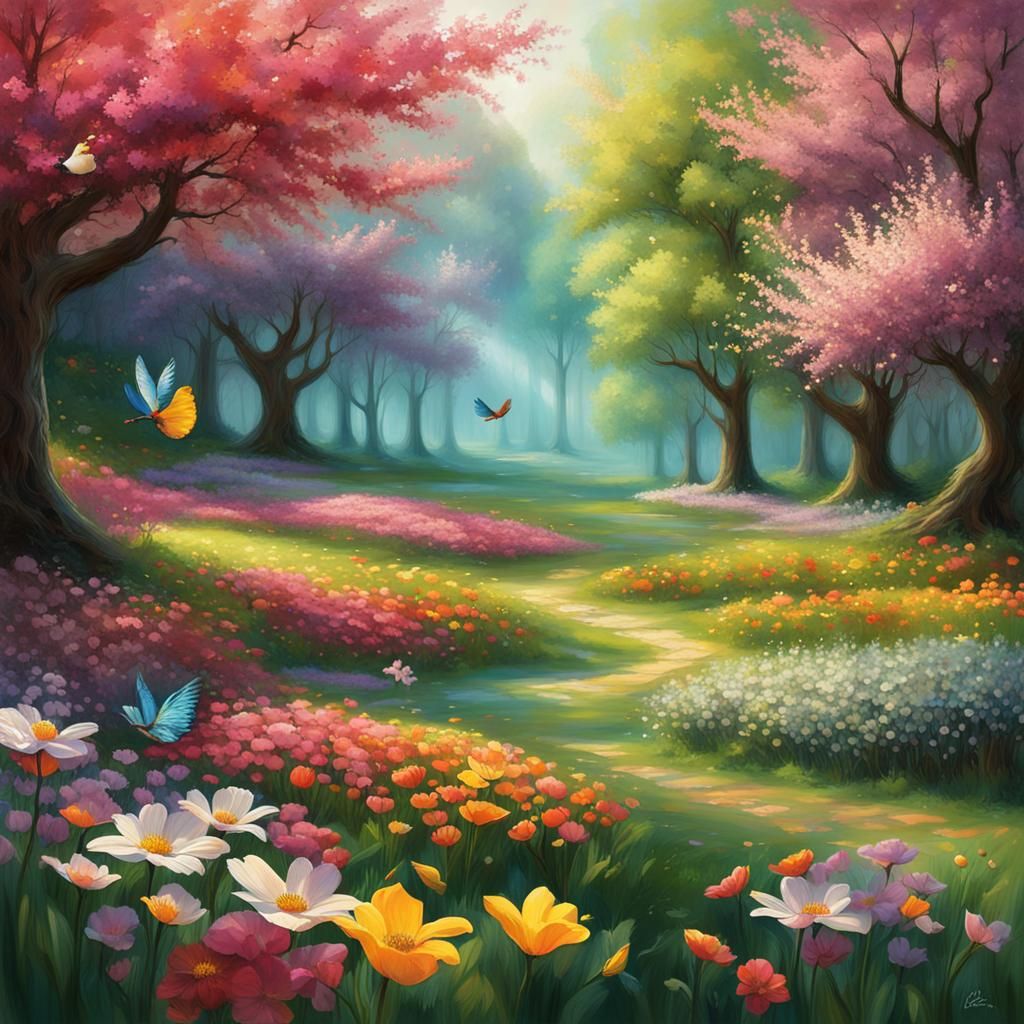 Spring Blossoms and Renewal in Detailed Matte Painting