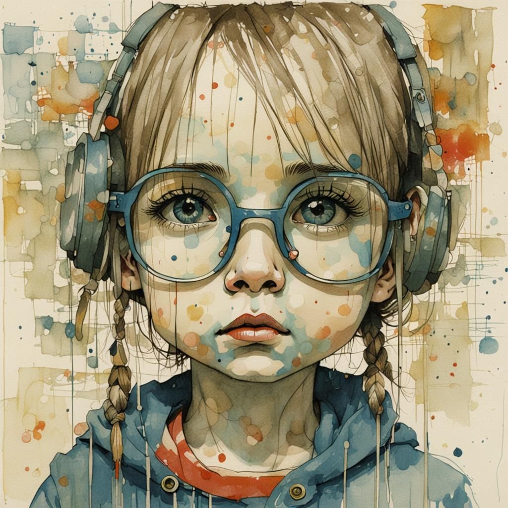 Charming Girl in Cartoon Illustration Style