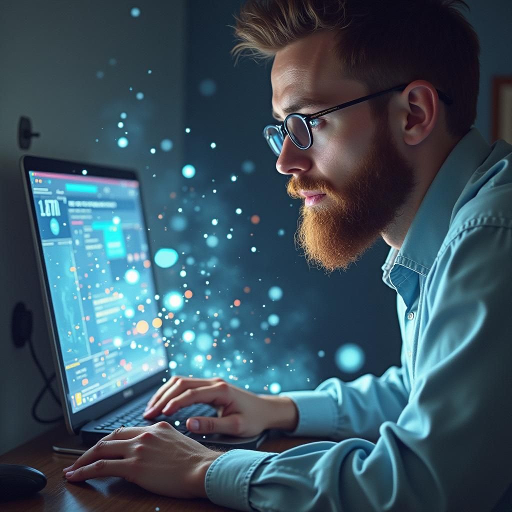 Person Surfing the Web Illustration