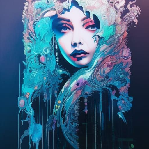 Android Cyborg in Cyberpunk Tech Noir Style