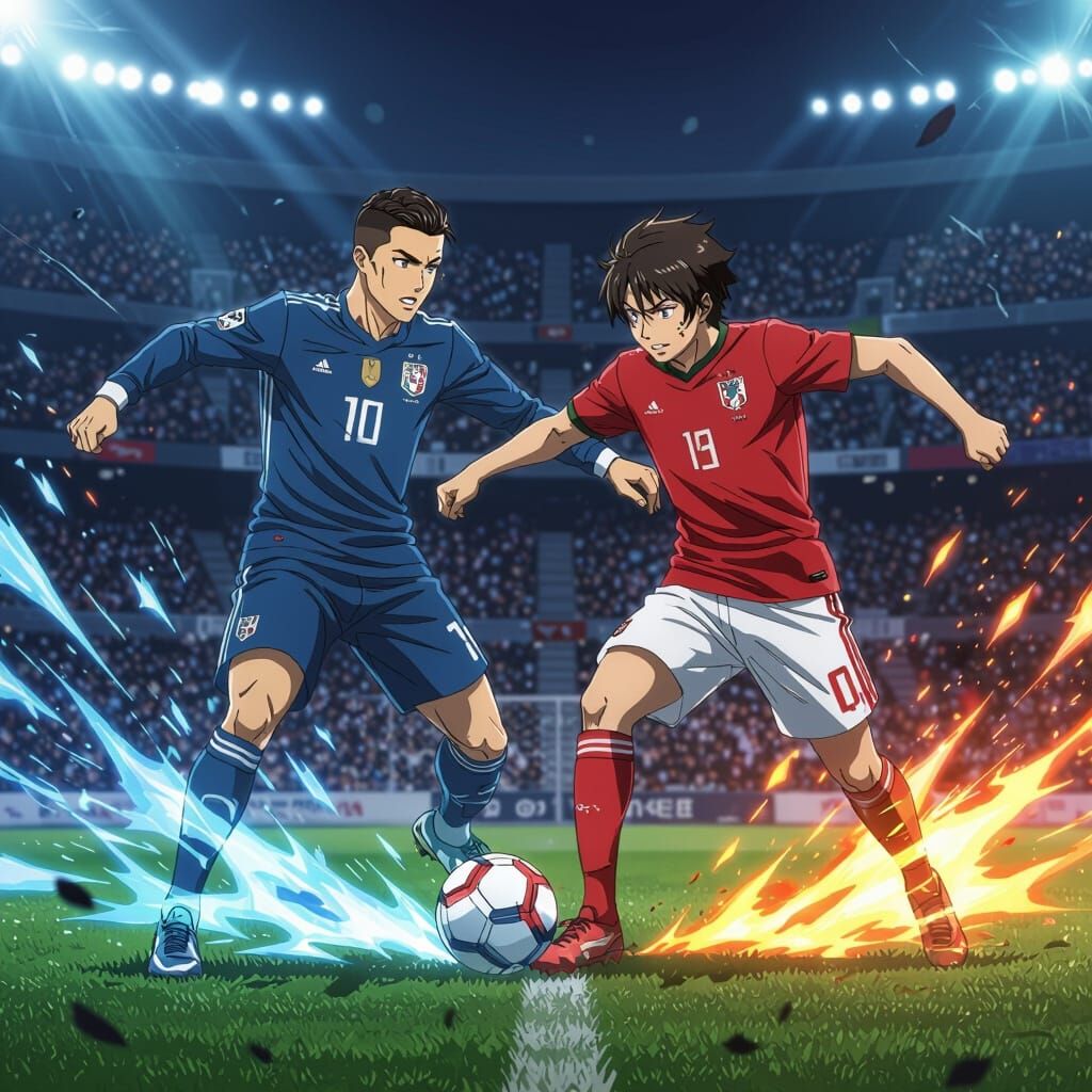 Anime Soccer Stars Clash in Dynamic Match