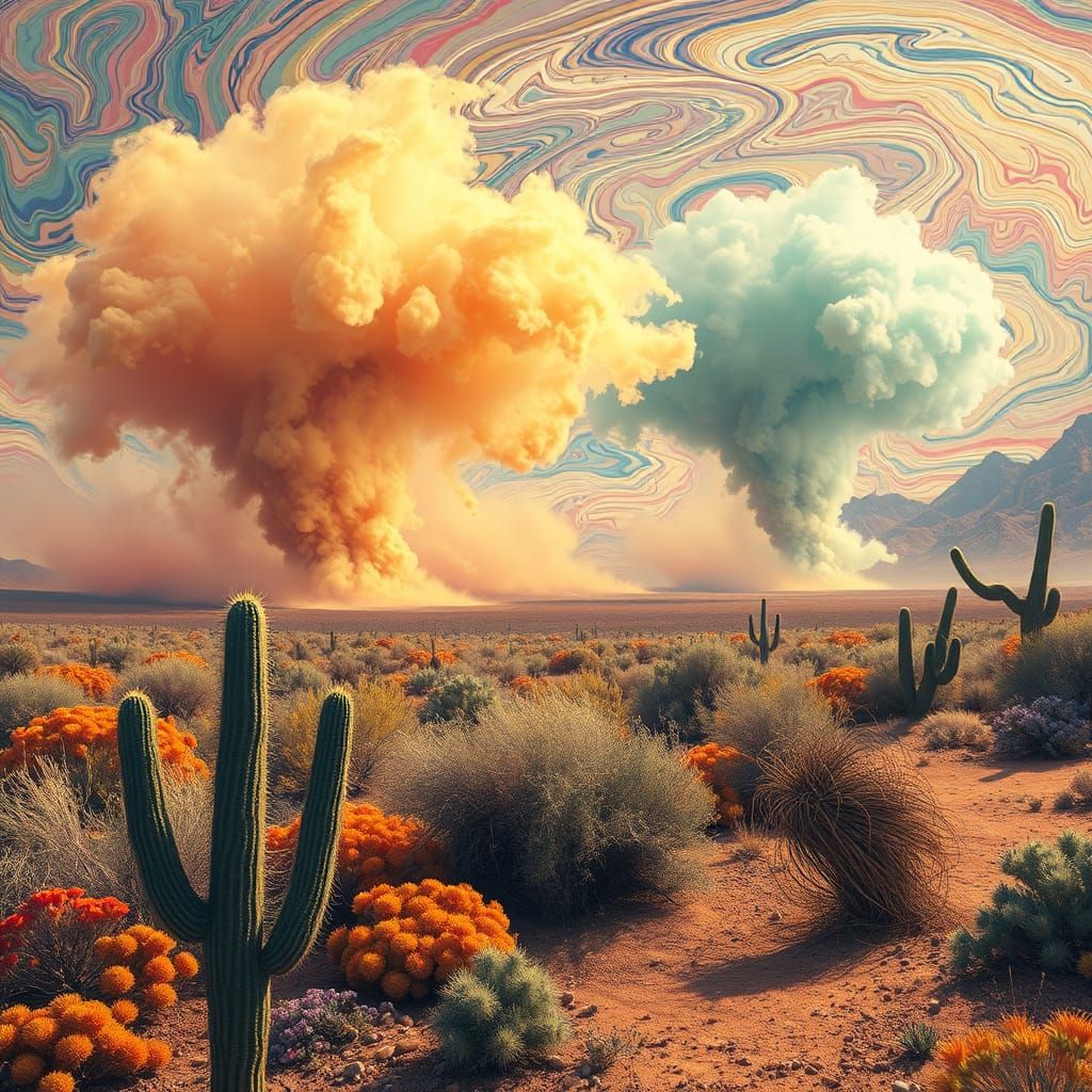 Psychedelic Desert Dust Devils in Hyper-Realistic Detail