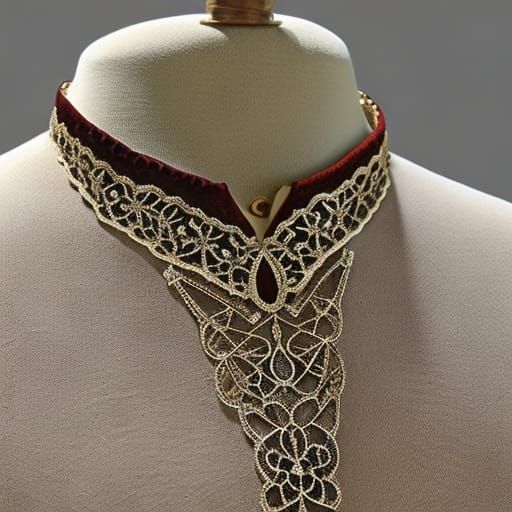 Bobbin Lace Collar on Velvet Dress