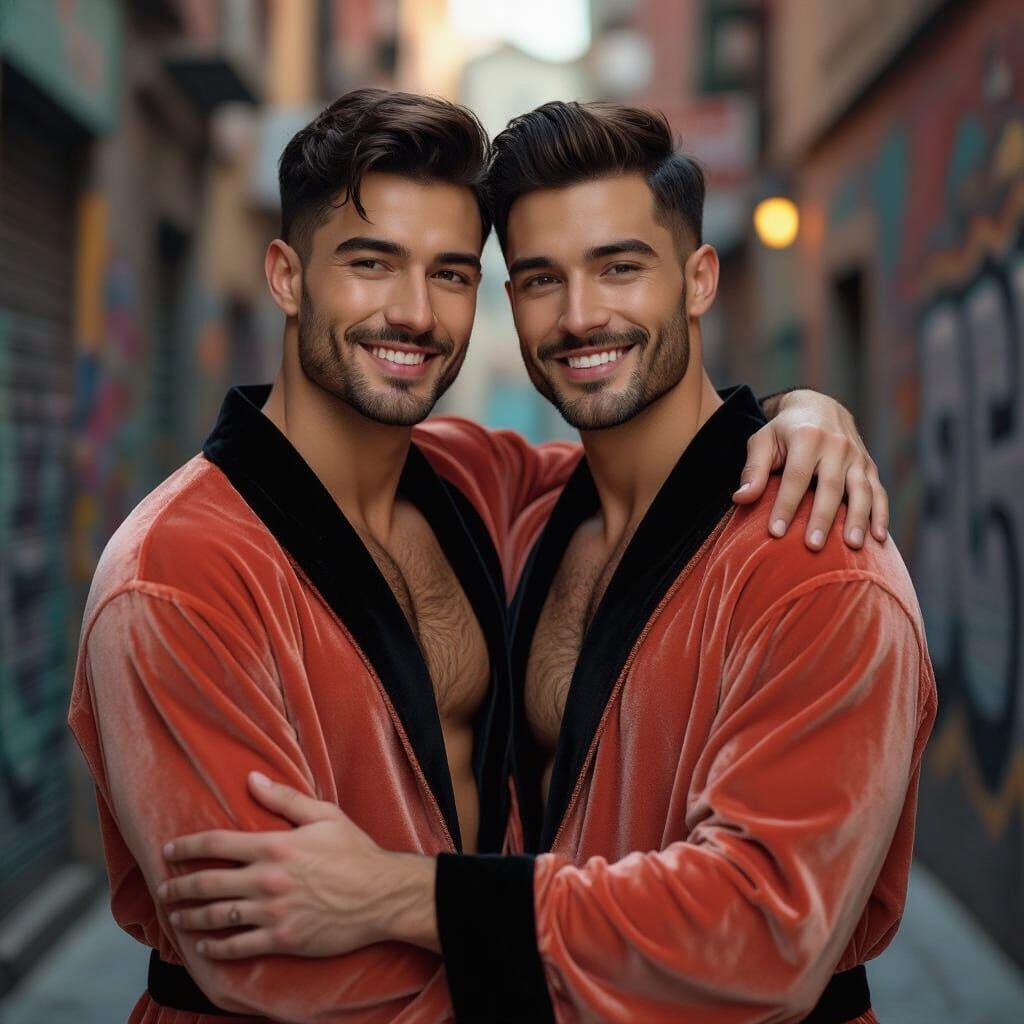 Loving Embrace in Art Nouveau Alleyway