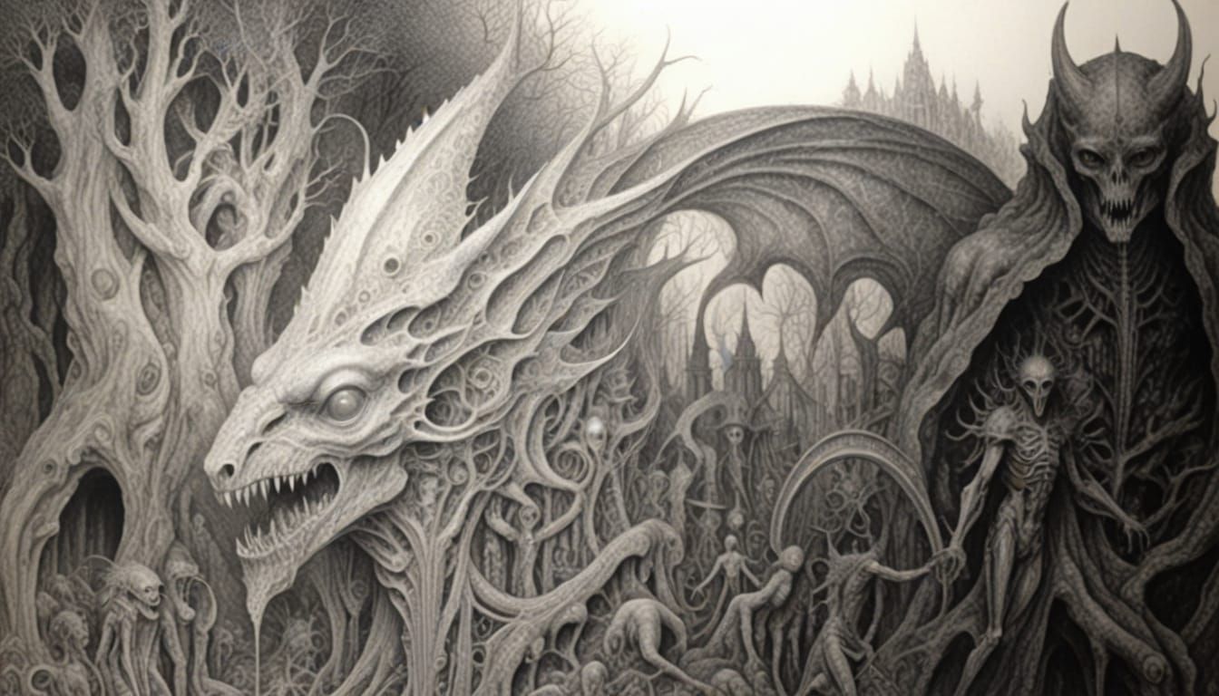 Surreal Fantasy Art in Mystical Cyberpunk Style