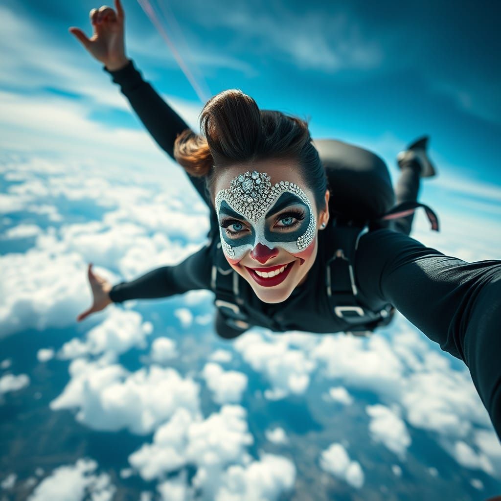 Mila Kunis as Diamond Clown Skydiving