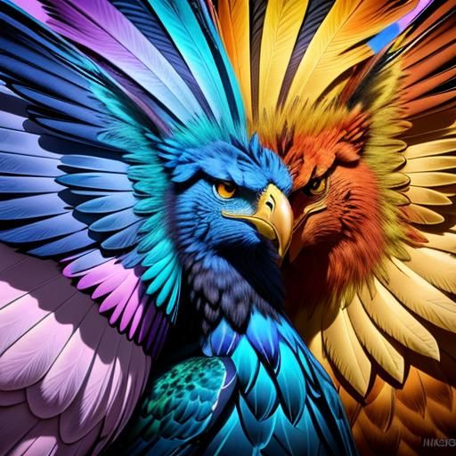 Vibrant 3D Vector Art: Lion, Eagle and Giraffes