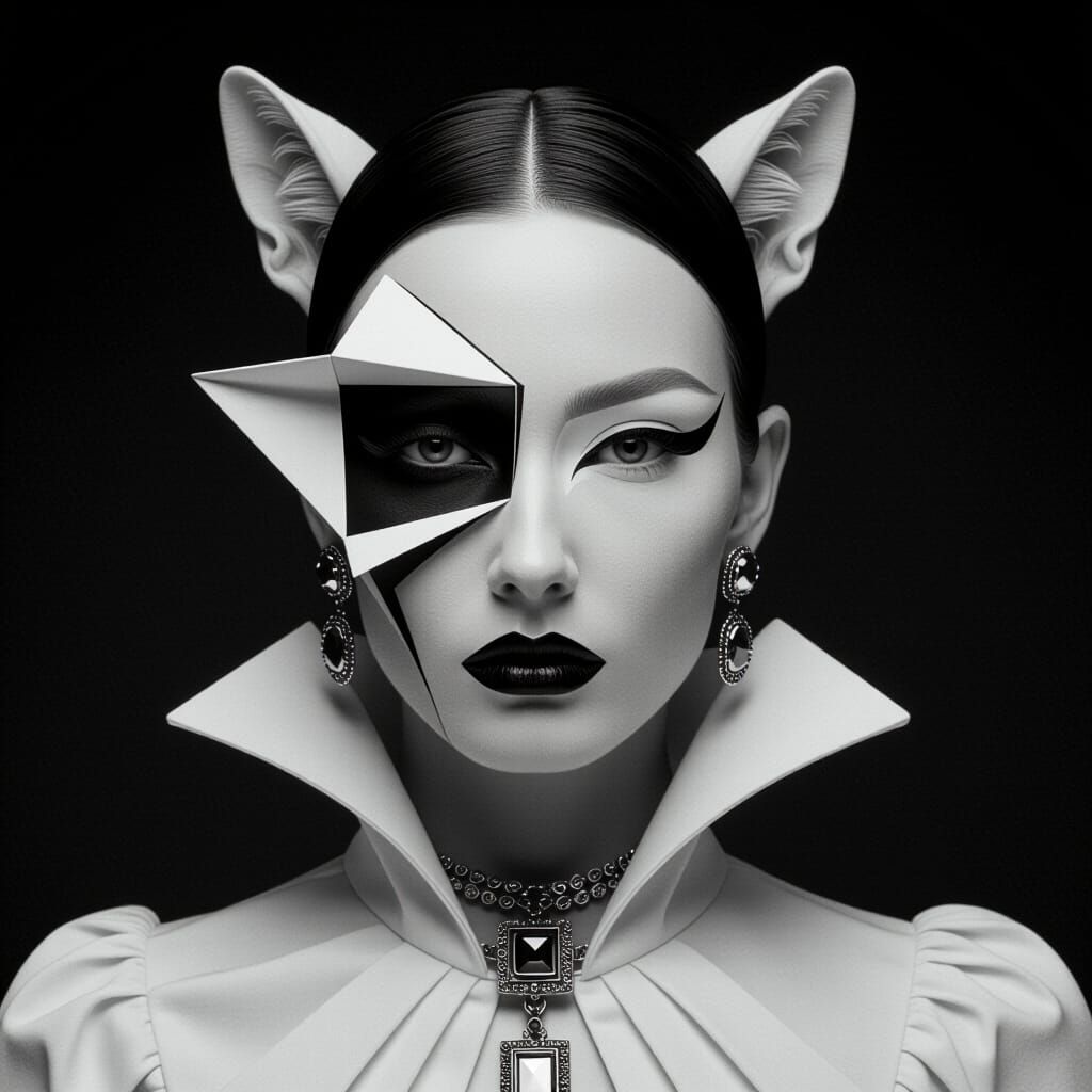 Surreal Avant-Garde Model with Square Face