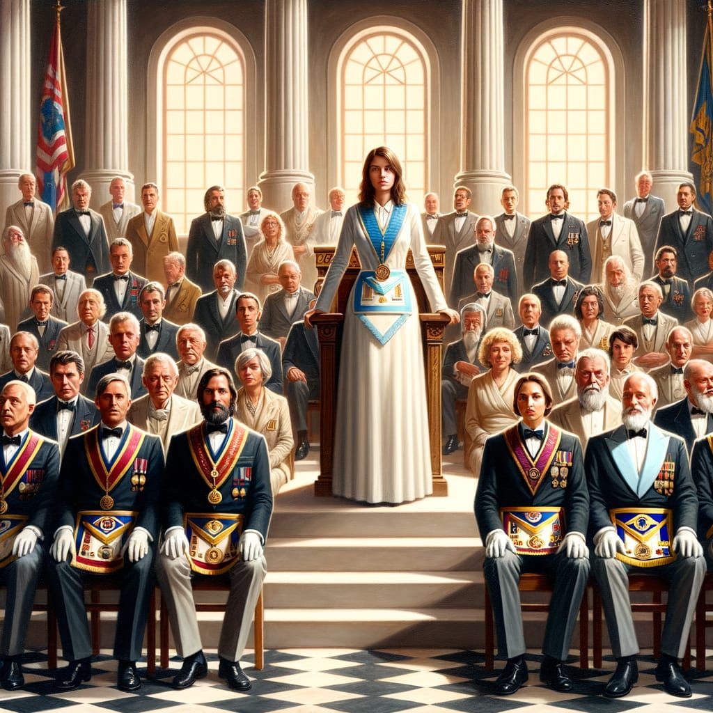 Masonic Temple with Female Master and Diverse Members