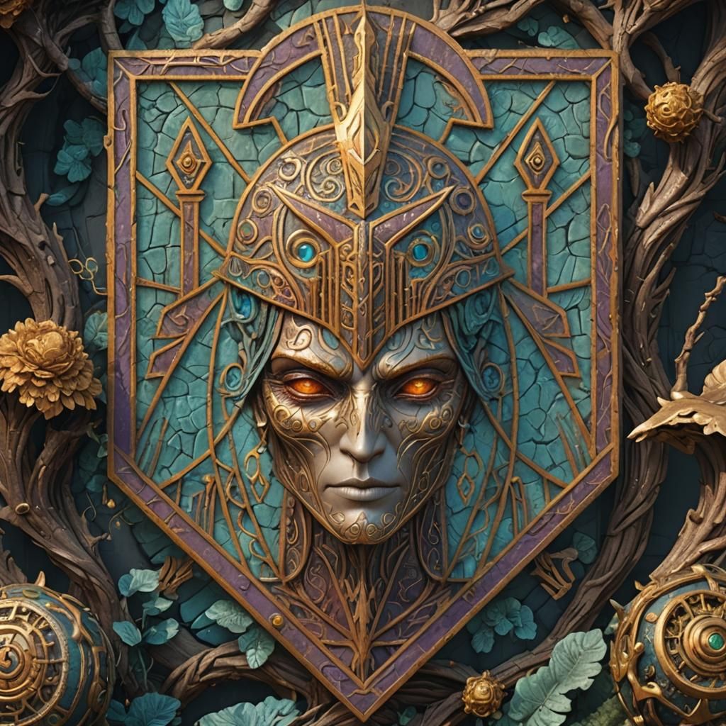 Detailed Fantasy Logo Concept Art in Deep Color