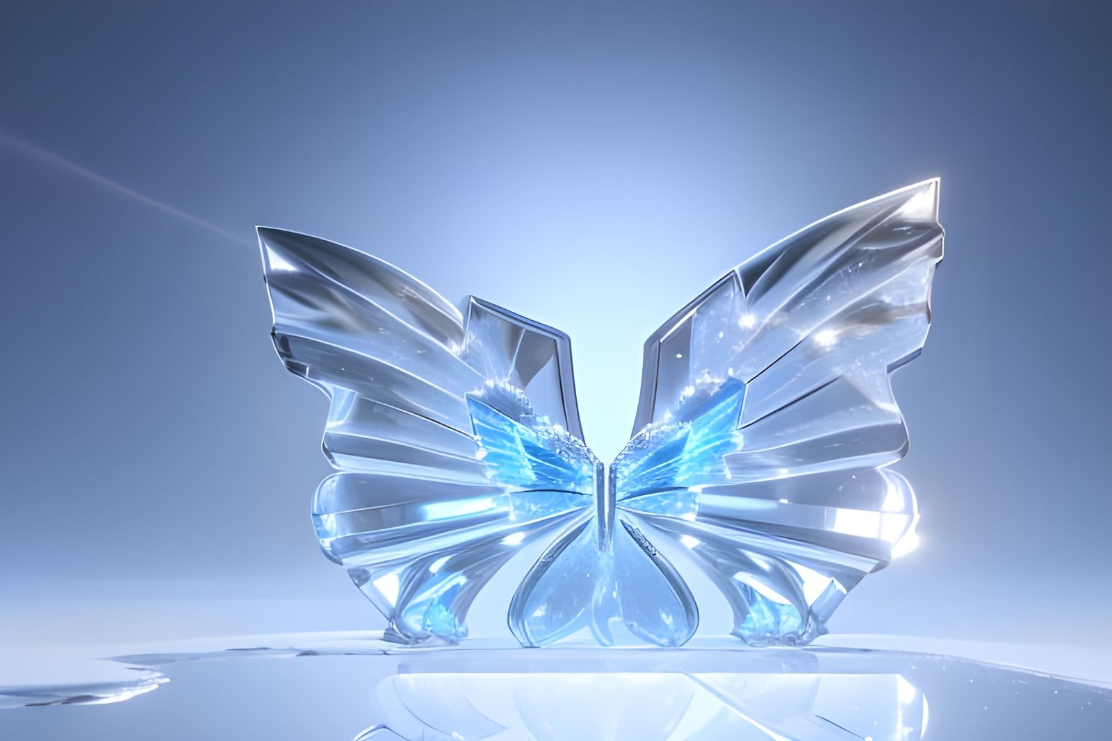 Icy Butterfly in Winter Landscape: Photorealistic Render