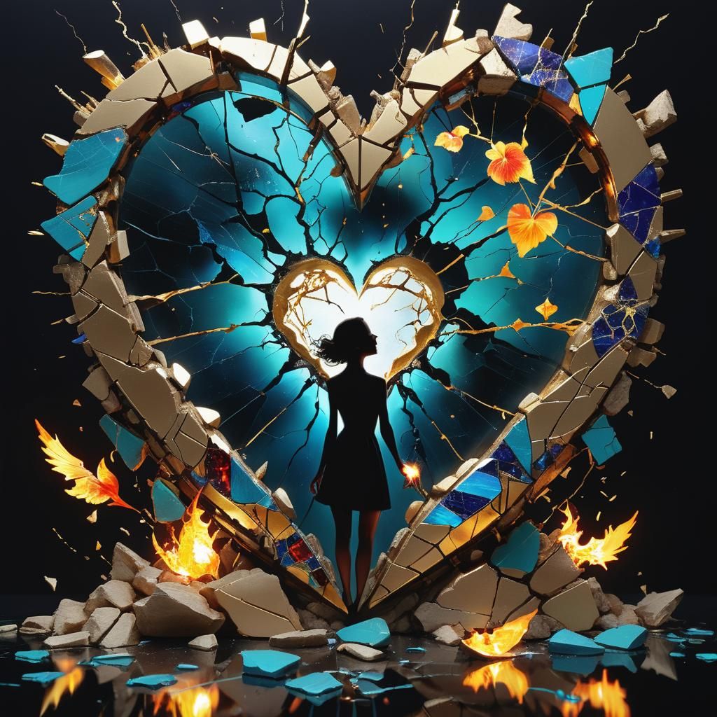 Shattered Heart Portal in Mixed-Media Style