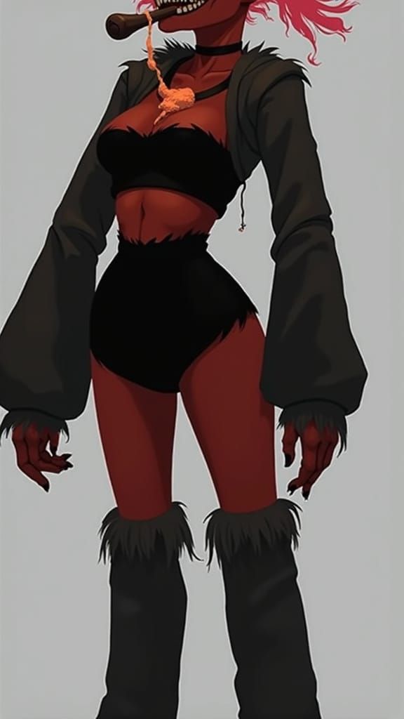 Grotesque Figure Burping Up Bone and Feathers