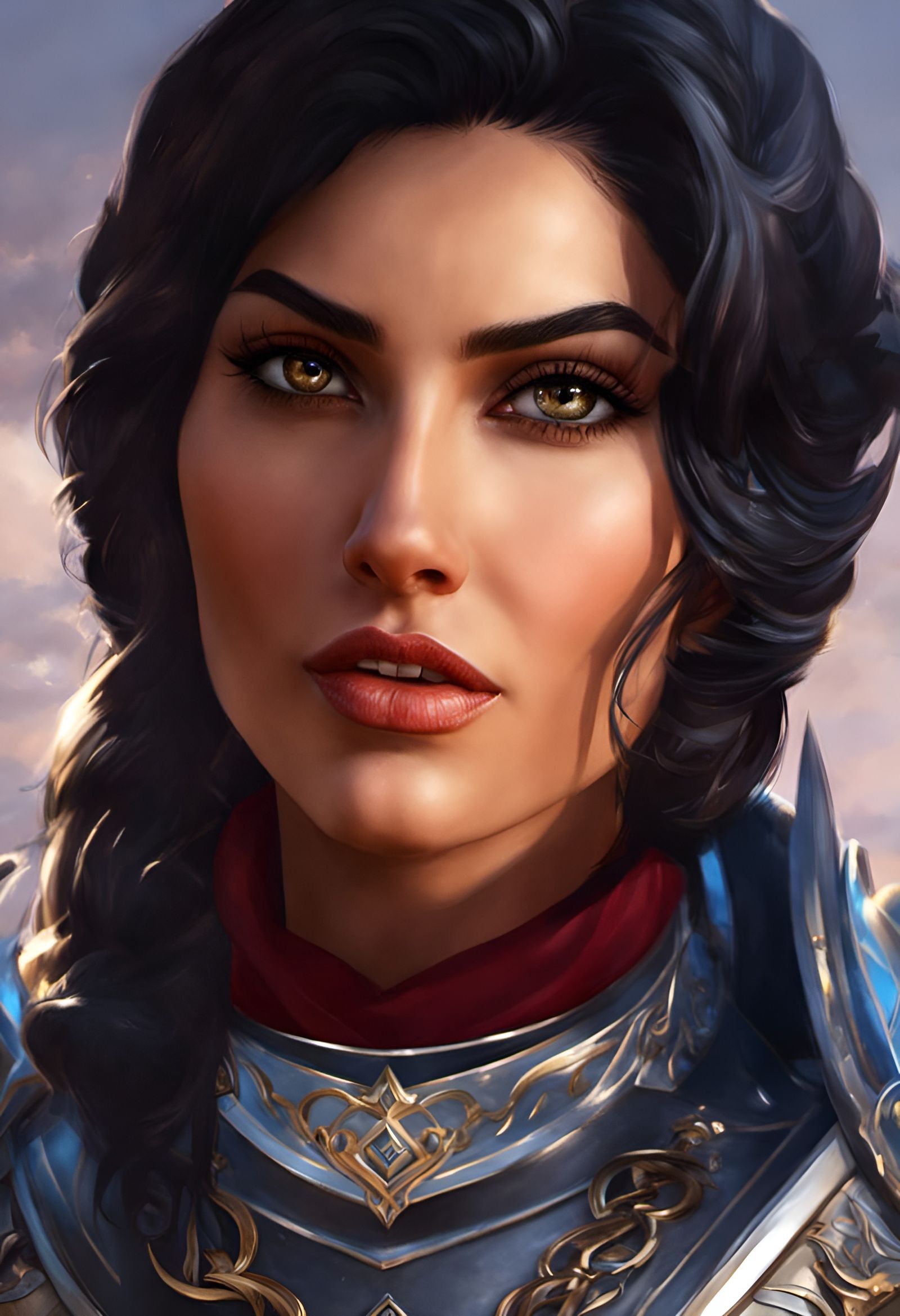 Arabic Paladin Pinup Portrait in Dark Fantasy Style