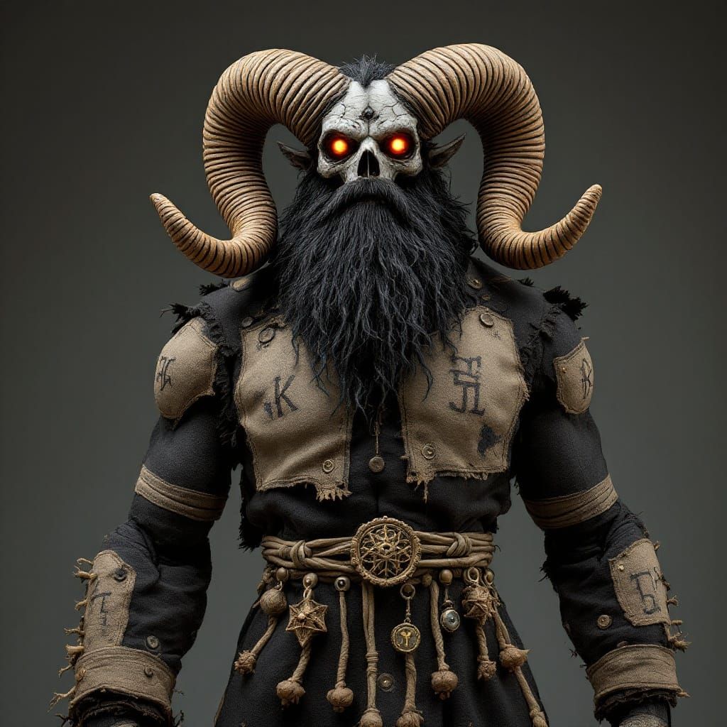 Stitched Burlap Doll of a Battle-Worn Titan