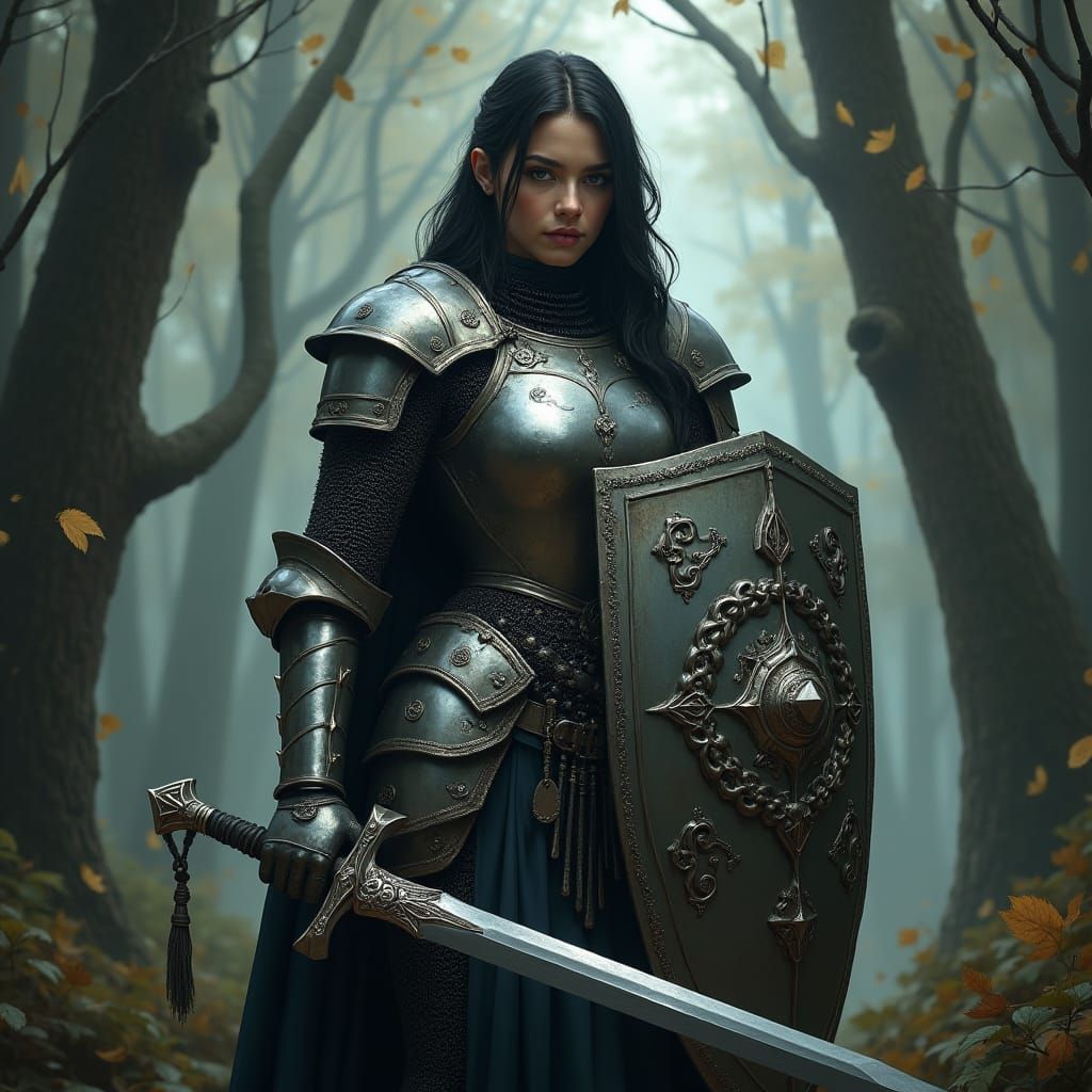 Armored Paladin in Mystical Forest