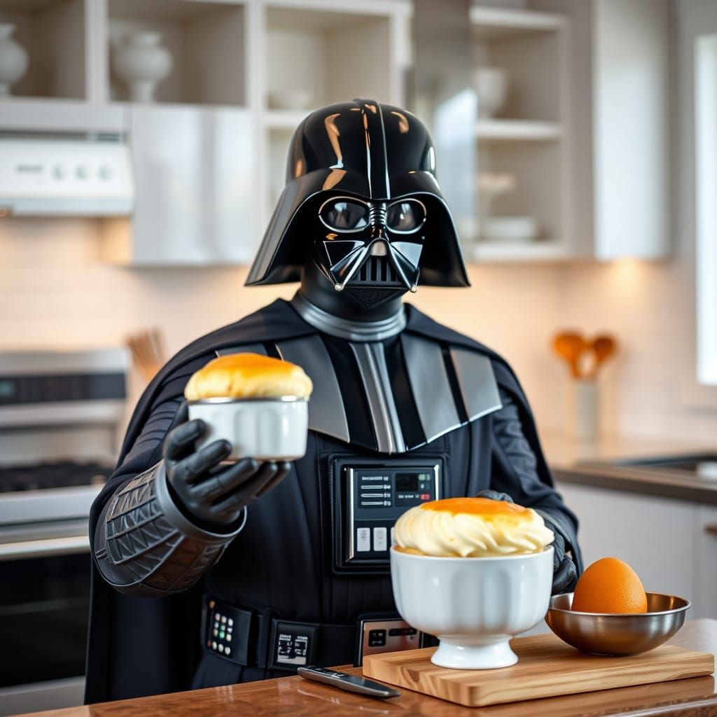 Darth Vader Whips Up a Soufflé in a Modern Kitchen