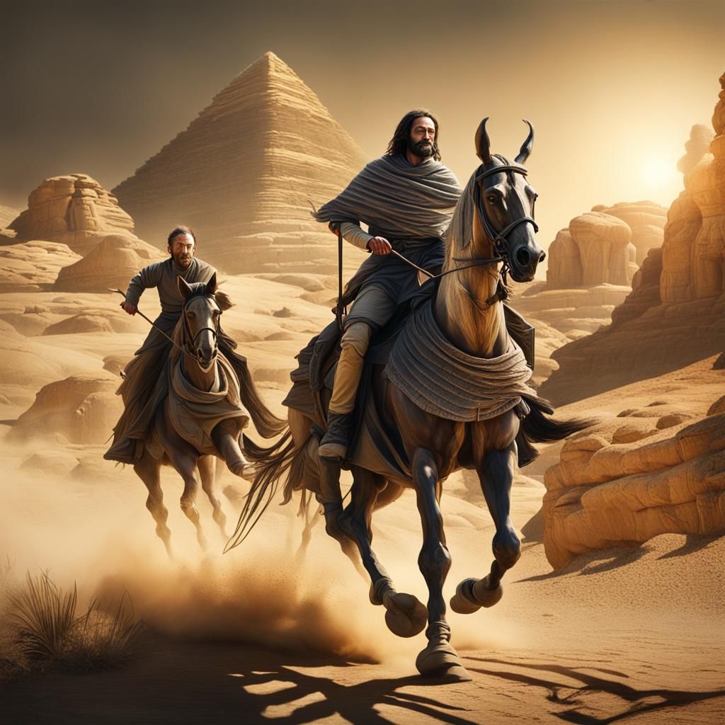 Don Quixote's Egyptian Adventure in Chiaroscuro Style