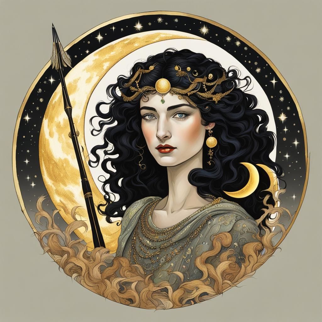 Diana the Huntress with Crescent Moons