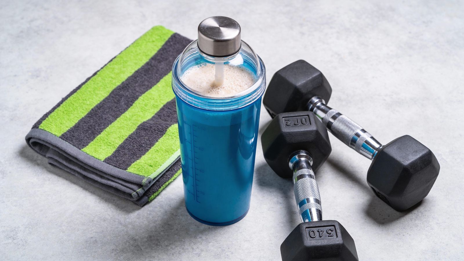 Fitness Protein Shake With Gym Gear