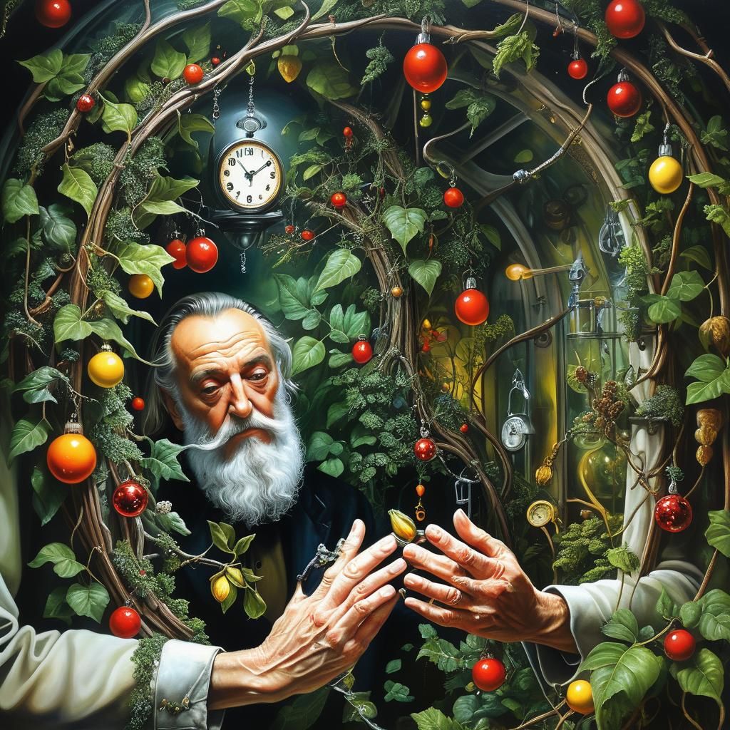 Surreal Masterpiece of Maximalist Christmas Magic in Oil Pai...