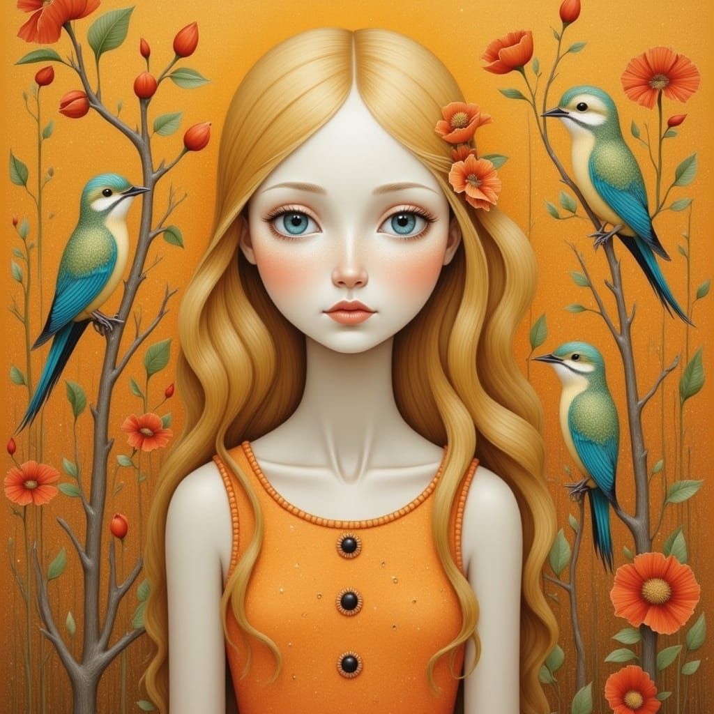 Ethereal Blonde Portrait in Impressionist Style