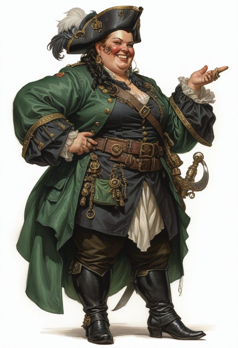 Tattooed Pirate Queen in Heroic Fantasy Style