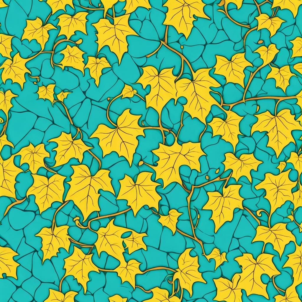 Vibrant Turquoise and Yellow Ivy