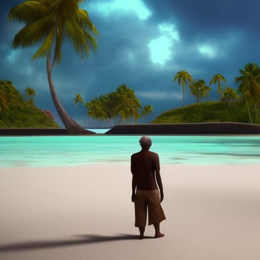 Maldivian Beach Scene: Detailed Fantasy Concept Art