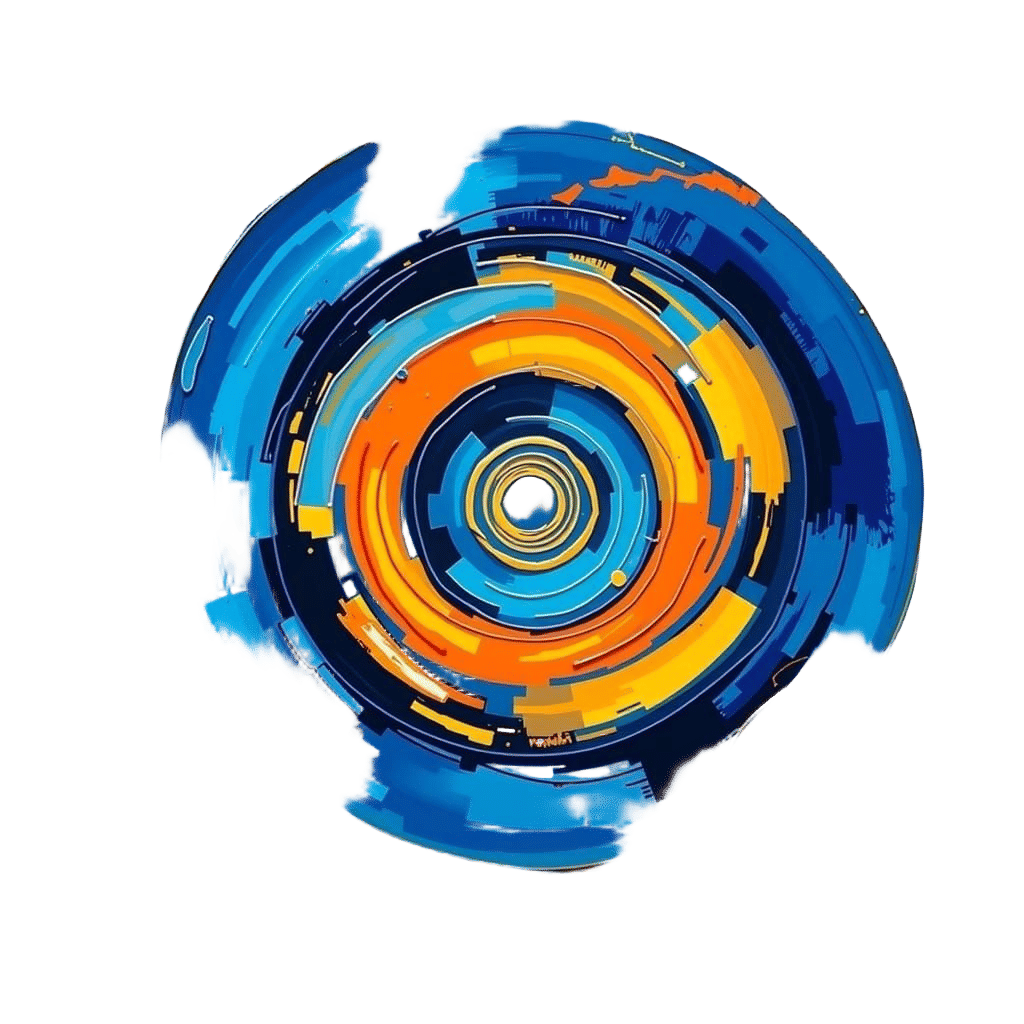 Abstract Circles in Sapphire and Gold, Kandinsky Style